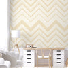 Large Modern Chevron 3D Embossed Wallpaper, Cream Modern Rich Textured Wallcovering, Non-Pasted, Large 114 sq ft Roll - Walloro High End Wallcoverings & More