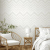 Large Modern Chevron 3D Embossed Wallpaper, White Modern Rich Textured Wallcovering, Non-Pasted, Large 114 sq ft Roll - Walloro High End Wallcoverings & More