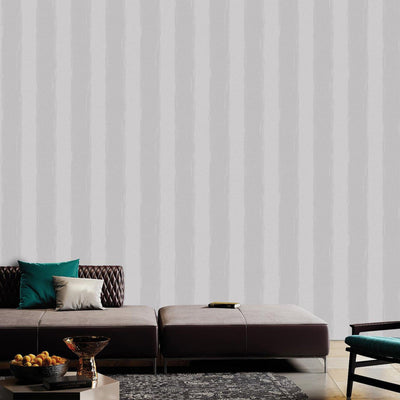 Large Striped Wallpaper, Rich Textured Wallcovering, Traditional, White Light Color, Extra Large 114 sq ft Roll, Washable Modern Wall Paper - Walloro High End Wallcoverings & More