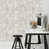 Letters Wallpaper, Rich Textured Wallcovering, Traditional, White Light Color, Extra Large 114 sq ft Roll, Washable, Alphabet Wallpaper - Walloro High End Wallcoverings & More