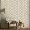 Light Beige Geometric Chain Pattern Wallpaper, Deep Embossed Stylish Sparkling Luxury Design - Walloro High End Wallcoverings & More