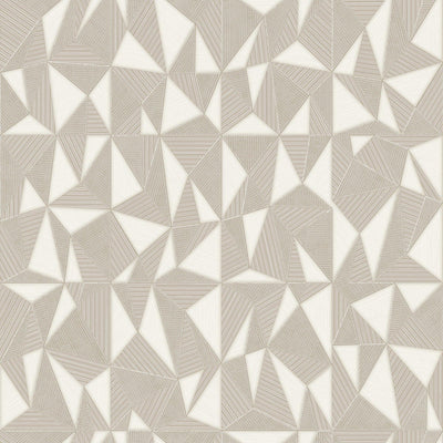 Light Beige Geometric Triangle Wallpaper, 3D Embossed Shiny Wallcovering, Abstract Pattern, Home Commercial Use - Walloro High End Wallcoverings & More