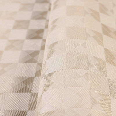 Light Beige Solid Color Square Pattern Wallpaper, 3D Embossed Glossy Sleek Checkered Geometric Wall Paper - Walloro High End Wallcoverings & More