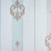 Light Blue Ornate Striped Wallpaper, Deep Embossed Regal Vintage Damask Wallcovering - Walloro High End Wallcoverings & More