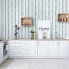 Light Blue Ornate Striped Wallpaper, Deep Embossed Regal Vintage Damask Wallcovering - Walloro High End Wallcoverings & More