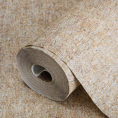 Light Brown Sparkling Linen Texture Textured Wallpaper, Classical Woven Fabric Decorative Wallcovering - Walloro High End Wallcoverings & More