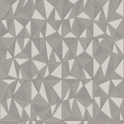 Light Gray Geometric Triangle Wallpaper, 3D Embossed Shiny Wallcovering, Abstract Pattern, Home Commercial Use - Walloro High End Wallcoverings & More