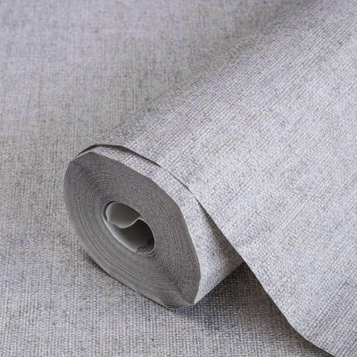 Light Gray Sparkling Linen Texture Textured Wallpaper, Classical Woven Fabric Decorative Wallcovering - Walloro High End Wallcoverings & More