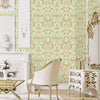 Luxury Deep Embossed Damask Wallpaper, Green, Gold Home & Commercial Use Decorative Wallcovering, Washable, Sturdy - Walloro High End Wallcoverings & More