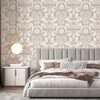 Luxury Deep Embossed Damask Wallpaper, White, Silver, Home & Commercial Use Decorative Wallcovering, Washable, Sturdy - Walloro High End Wallcoverings & More