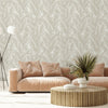 Luxury Leaf Pattern Wallpaper, Cream Embossed Botanical Tropical Exotic Wallcovering, Plants Tropical Design - Walloro High End Wallcoverings & More