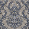 Luxury Sparkling Deep Embossed Damask Wallpaper, Gray, Navy Blue Beautiful Flocked Shimmering Rich Textured Wallcovering - Walloro High End Wallcoverings & More