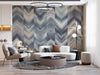 Modern Chevron Wall Mural, Blue Oversized Large Herringbone Wallpaper, Custom Size Geometric Wall Covering, Non-Woven, Non-Pasted, Removable - Walloro High End Wallcoverings & More