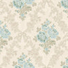 Modern Creamy, Teal Flower Wallpaper, Home Wall Decor, Aesthetic Wallpaper, Textured Wallcovering Non-Adhesive and Non-Peel and Stick - Walloro High End Wallcoverings & More