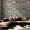 Modern Embossed Stone Brick Wallpaper, Black, Dark Neutral Home Wall Decor, Realistic 3D Textured Wallcovering, Wall Accent - Walloro High End Wallcoverings & More