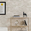 Modern Embossed Stone Brick Wallpaper, White, Ivory Home Wall Decor, Realistic 3D Textured Wallcovering, Wall Accent - Walloro High End Wallcoverings & More