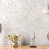 Modern Marble Embossed Silver Flower Wallpaper, Off White Home Wall Decor, Marbled Wallpaper, Textured Wallcovering Non-Adhesive, Non-Peel and Stick - Walloro High End Wallcoverings & More