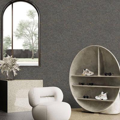 Modern Stone Embossed Wallpaper, Dark Gray, Copper Vein Pattern, Abstract Marble Design Home Wall Decor, Aesthetic Wallpaper, Textured Wallcovering - Walloro High End Wallcoverings & More