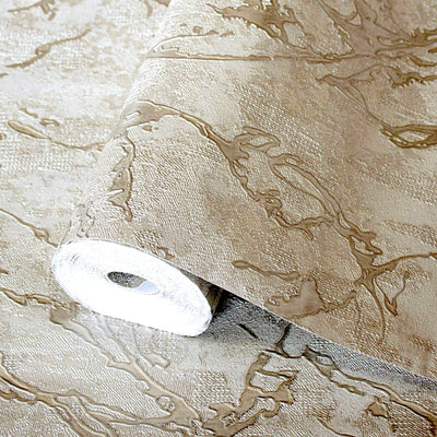 Modern Veined Texture Metallic Wallpaper, Light Beige, Silver Modern 3D Embossed Marble Metallic Accents, Industrial Deign - Walloro High End Wallcoverings & More