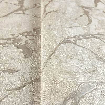 Modern Veined Texture Metallic Wallpaper, Light Beige, Silver Modern 3D Embossed Marble Metallic Accents, Industrial Deign - Walloro High End Wallcoverings & More