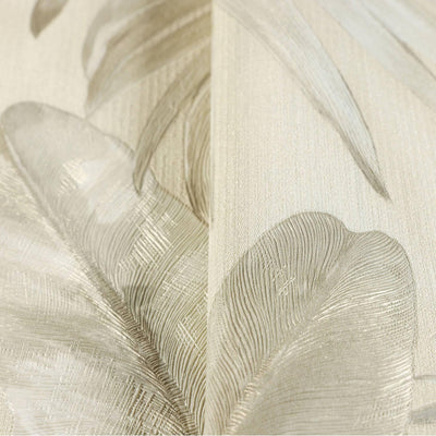 Palm Trees Embossed Wallpaper, Rich Textured White Light Color Wallcovering, Large 114 sq ft Roll, Washable, Sturdy, Plants Leaves Wallpaper - Walloro High End Wallcoverings & More