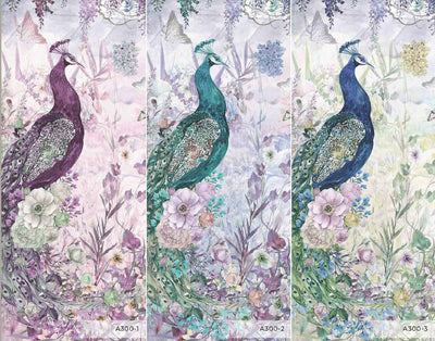 Peacock Forest Wall Mural, Purple Scenic Non-Woven Nature Theme Large Wall Poster, Non-Adhesive Modern Jungle Wall Art - Walloro High End Wallcoverings & More