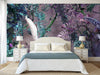 Purple Chinoiserie Peacock Floral Tropical Custom Wallpaper, Birds Wall Mural, Non-woven Non-Adhesive Wall Paper, Luxury, Large, Removable Washable Large Wall Art - Walloro High End Wallcoverings & More