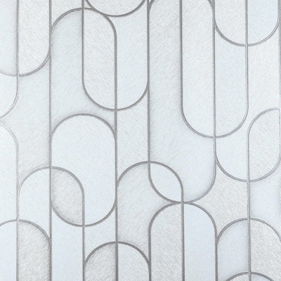 Rounded Shapes 3D Embossed Wallpaper, White Velvet Flocked Geometric Elegant Wallcovering - Walloro High End Wallcoverings & More