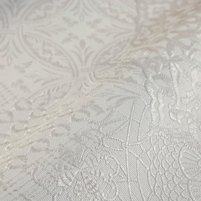 Silver Damask Quilted 3D Embossed wallpaper, Flocked Rich Textured Velvet Feel Luxury Wallcovering - Walloro High End Wallcoverings & More