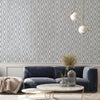 Silver Geometric Chain Pattern Wallpaper, Deep Embossed Stylish Sparkling Luxury Design - Walloro High End Wallcoverings & More