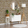 Stylish Floral Wallpaper, Brown, White Embossed Flocked Botanical Blossom Pattern, Bloom Design, Trendy Wall Accent Decoration - Walloro High End Wallcoverings & More