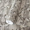 Stylish Floral Wallpaper, Gray, Brown Embossed Flocked Botanical Blossom Pattern, Bloom Design, Trendy Wall Accent Decoration - Walloro High End Wallcoverings & More