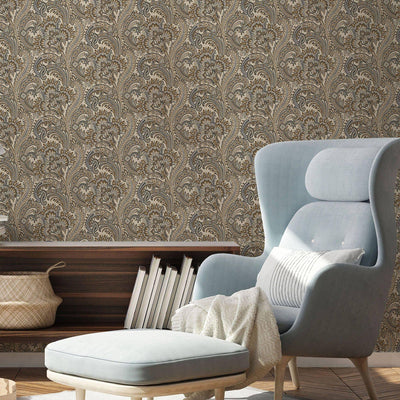 Stylish Paisley Washed Effect Wallpaper, Textured Wallcovering, Extra Large 114 sq ft Roll, Washable, Home Wall Decor, Accent Wall Decor - Walloro High End Wallcoverings & More