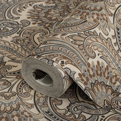 Stylish Paisley Washed Effect Wallpaper, Textured Wallcovering, Extra Large 114 sq ft Roll, Washable, Home Wall Decor, Accent Wall Decor - Walloro High End Wallcoverings & More