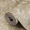 Tan Damask Flower Baroque Wallpaper, 3D Glitter Sparkling Rococo Vintage Wall Decor - Walloro High End Wallcoverings & More