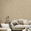 Textured Flowered Beige Gold Embossed Wallpaper, Home Wall Decor, Aesthetic Wallpaper, Textured Wallcovering Non-Adhesive- 41.7”W X 393”H - Walloro High End Wallcoverings & More