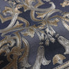 Timeless Design 3D Embossed Damask Wallpaper, Dark Blue, Gold Luxury Velvet Feeling Wallcovering, Large 114 sq ft Roll - Walloro High End Wallcoverings & More