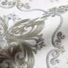 Timeless Design 3D Embossed Damask Wallpaper, Silver, White Luxury Velvet Feeling Wallcovering, Large 114 sq ft Roll - Walloro High End Wallcoverings & More