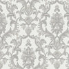 Timeless Ornate Embossed Wallpaper, Light Gray, Fabric Like, Rich 3D Textured Flocked Luxury Wallcovering Design, Non-Woven - Walloro High End Wallcoverings & More