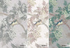 Tree Leaves Wall Mural, Birds Chinoiserie Wallpaper, Gray Oversized Botanical Custom Size Wall Paper, Non-Woven, Modern Wall Art, Non-Pasted, Removable - Walloro High End Wallcoverings & More