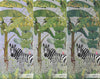 Tropical Forest Wall Mural, Flamingos, Zebra, Animals Wallpaper, Custom Size, Dark Green Oversized Print, Wall Art, Nature Theme, Jungle, Removable - Walloro High End Wallcoverings & More