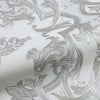 Elegant White Silver Damask Wallpaper, Rich Textured Embossed Wallpaper, Extra Wide 114 sq ft Roll, Shiny Wall Paper, Washable Wall Covering - Walloro Luxury 3D Embossed Textured Wallpaper 
