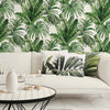 Green Palm Trees Embossed Wallpaper, Rich Textured Wallcovering, Large 114 sq ft Roll, Washable, Sturdy, Plants Leaves, Green Wall Decor - Walloro Luxury 3D Embossed Textured Wallpaper 