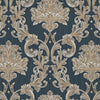 Oriental Damask Deep Embossed Wallpaper, 3D Textured Wallcovering, Traditional, Extra Large 114 sq ft Roll, Stylish Wallpaper, Floral, Blue - Walloro Luxury 3D Embossed Textured Wallpaper 