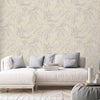Washed Leaves Embossed Wallpaper, Rich Textured Wallcovering, Large 114 sq ft Roll, Decorative Wall Paper, Ivory Light Plants Trees, Fall - Walloro Luxury 3D Embossed Textured Wallpaper 