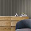 Luxury Striped Textured Wallpaper, Wallcovering, Large 178 sq ft, Large Stripes, Grasscloth Wallpaper, Dark Gray Neutral Linen Textured - Walloro Luxury 3D Embossed Textured Wallpaper 