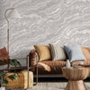 Marble Light Gray Layered Wallpaper, Home Wall Decor, Marbled Luxury Wallpaper, Textured Wallcovering Non-Adhesive, 177 sq ft Large Roll - Walloro Luxury 3D Embossed Textured Wallpaper 
