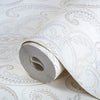 White Elegant Damask 3D Embossed Wallpaper, Textured Luxury Wallpaper - Walloro High End Wallcoverings & More