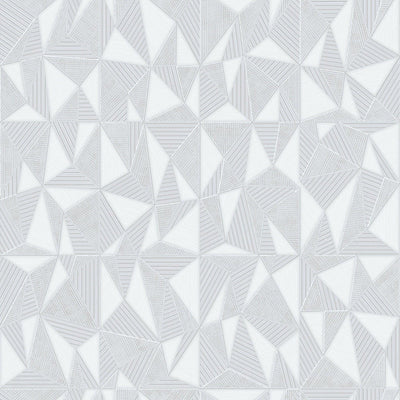 White Geometric Triangle Wallpaper, 3D Embossed Shiny Wallcovering, Abstract Pattern, Home Commercial Use - Walloro High End Wallcoverings & More