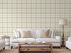 White Large Plaid Textured Wallpaper, Tartan Fabric Pattern Classical Modern Non-Pasted Wallcovering - Walloro High End Wallcoverings & More